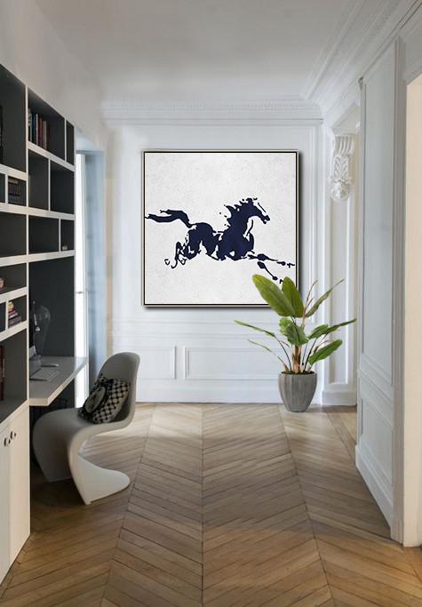 Navy Blue Minimalist Painting #NV315A - Click Image to Close